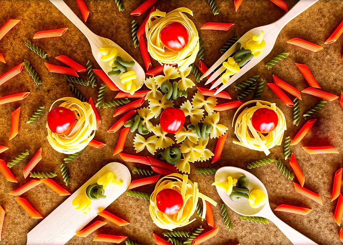 Various pasta and Spoons