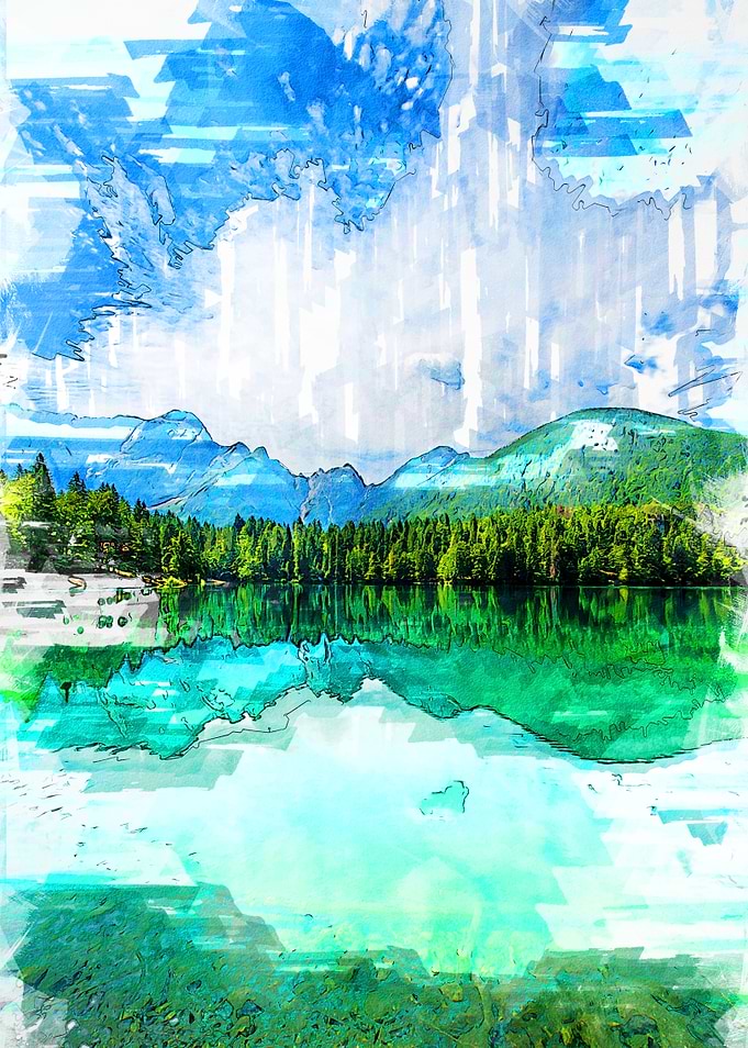 Trees By The Lake Abstract