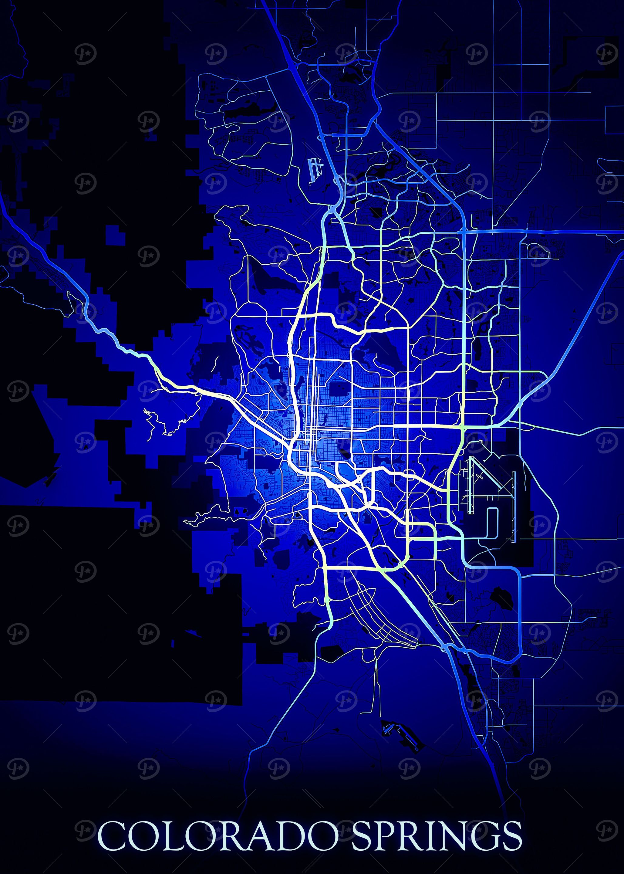 Colorado Springs Blue Map