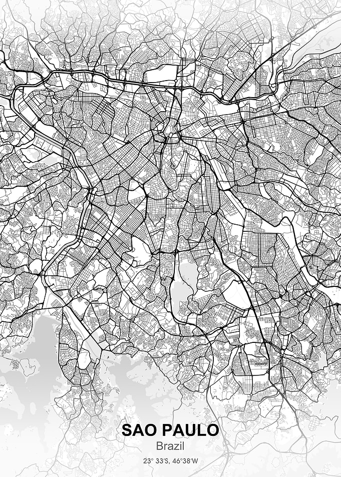 sao paulo city map white