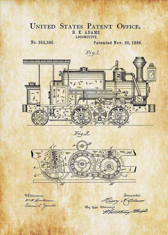 1886 Locomotive Patent