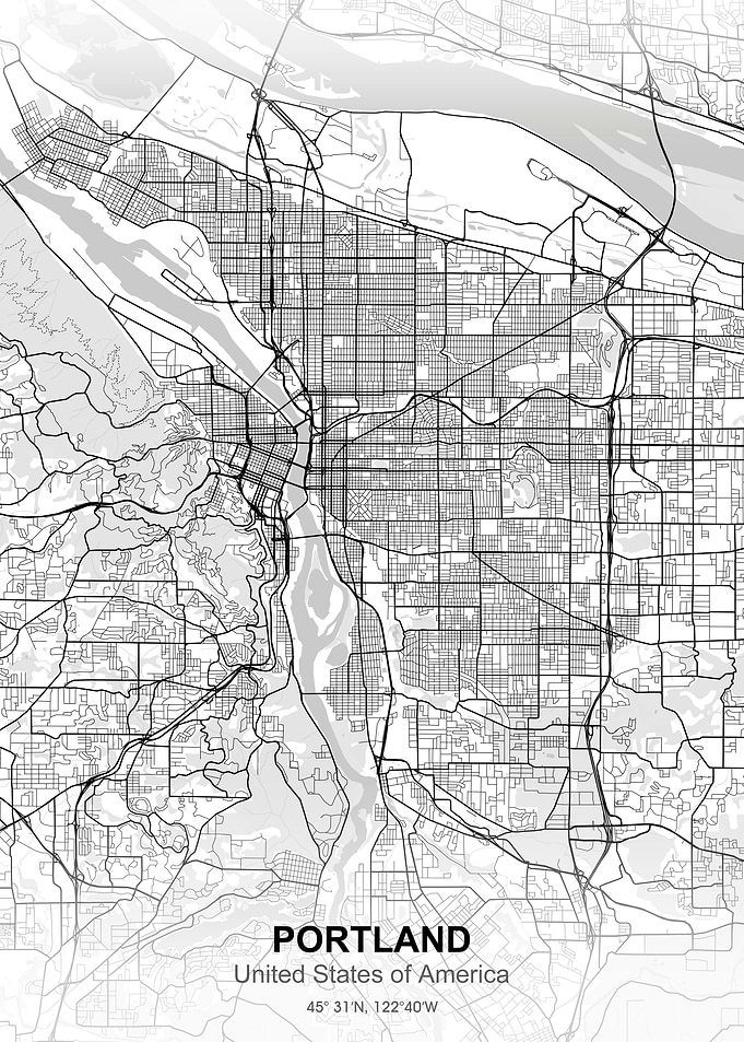 portland city map white