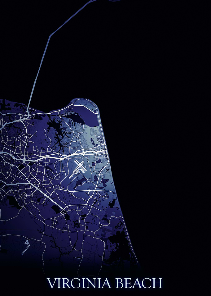 Virginia Beach Night Map