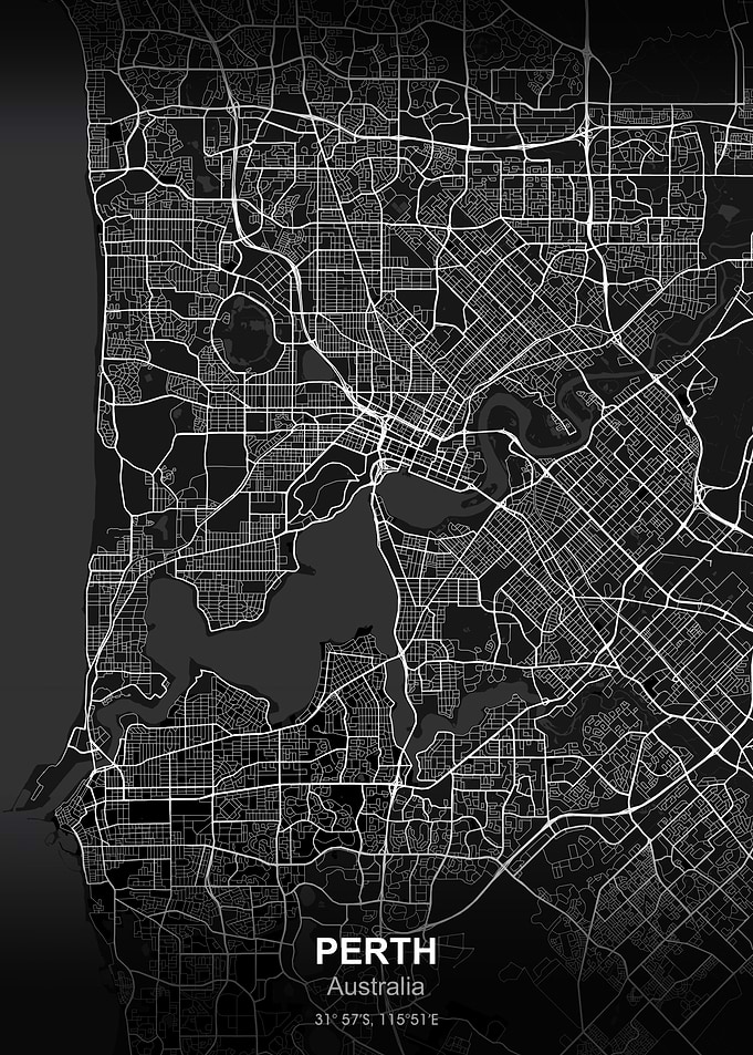 perth city map black
