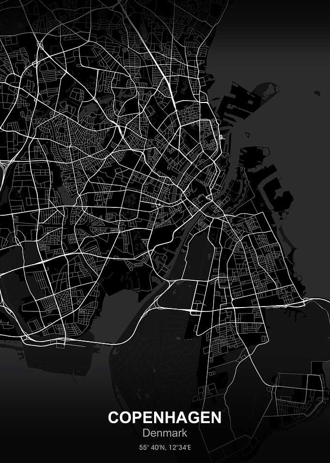 copenhagen city map black
