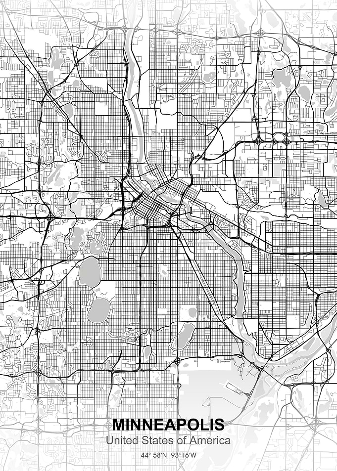 MINNEAPOLIS city map white