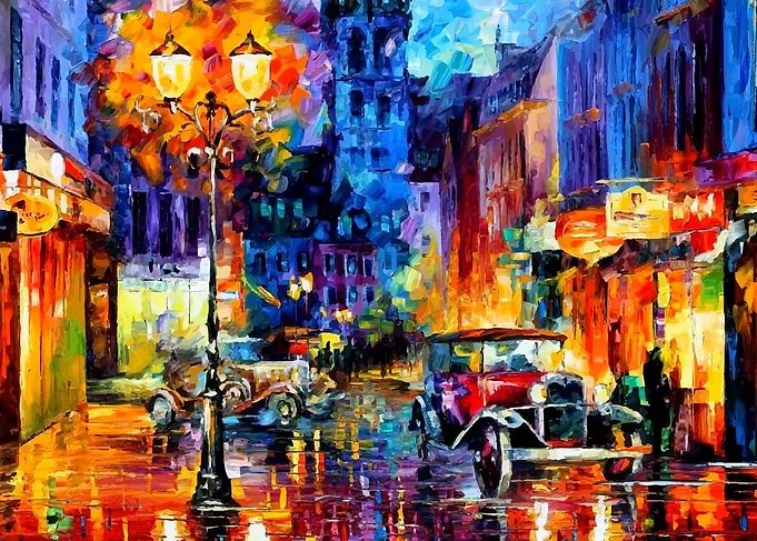 Car street Leonid Afremov