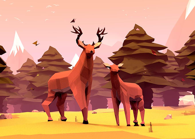 Deer and fawn