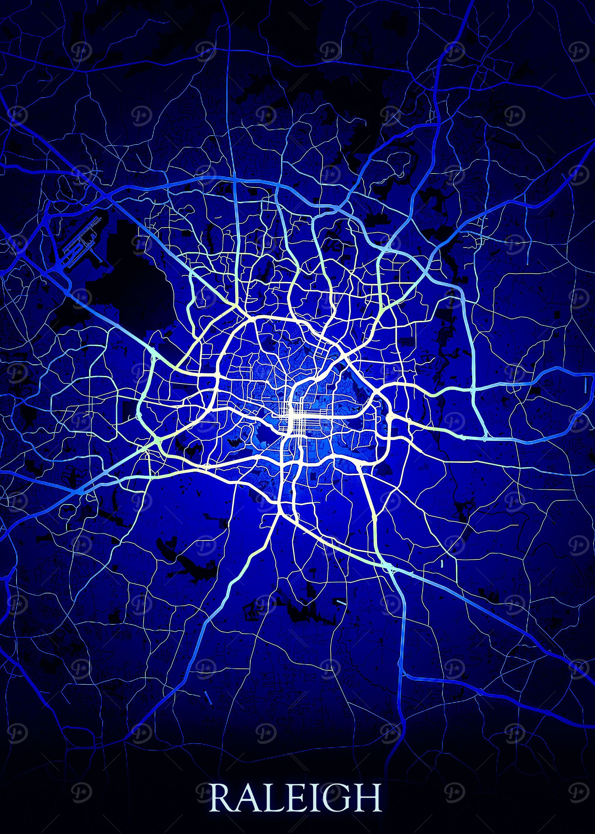 Raleigh Blue Map