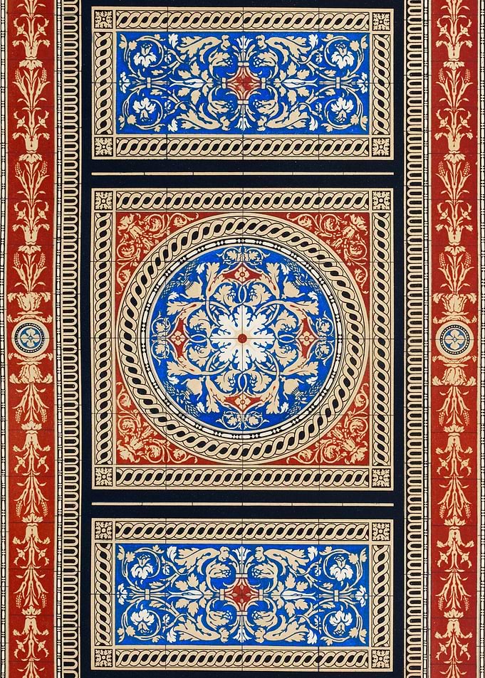Pavement in encaustic tile