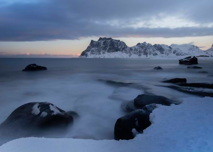 Snowy beach