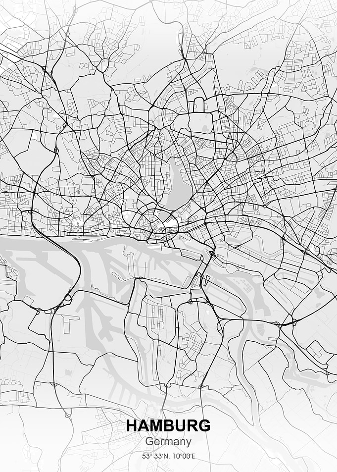 hamburg city map white
