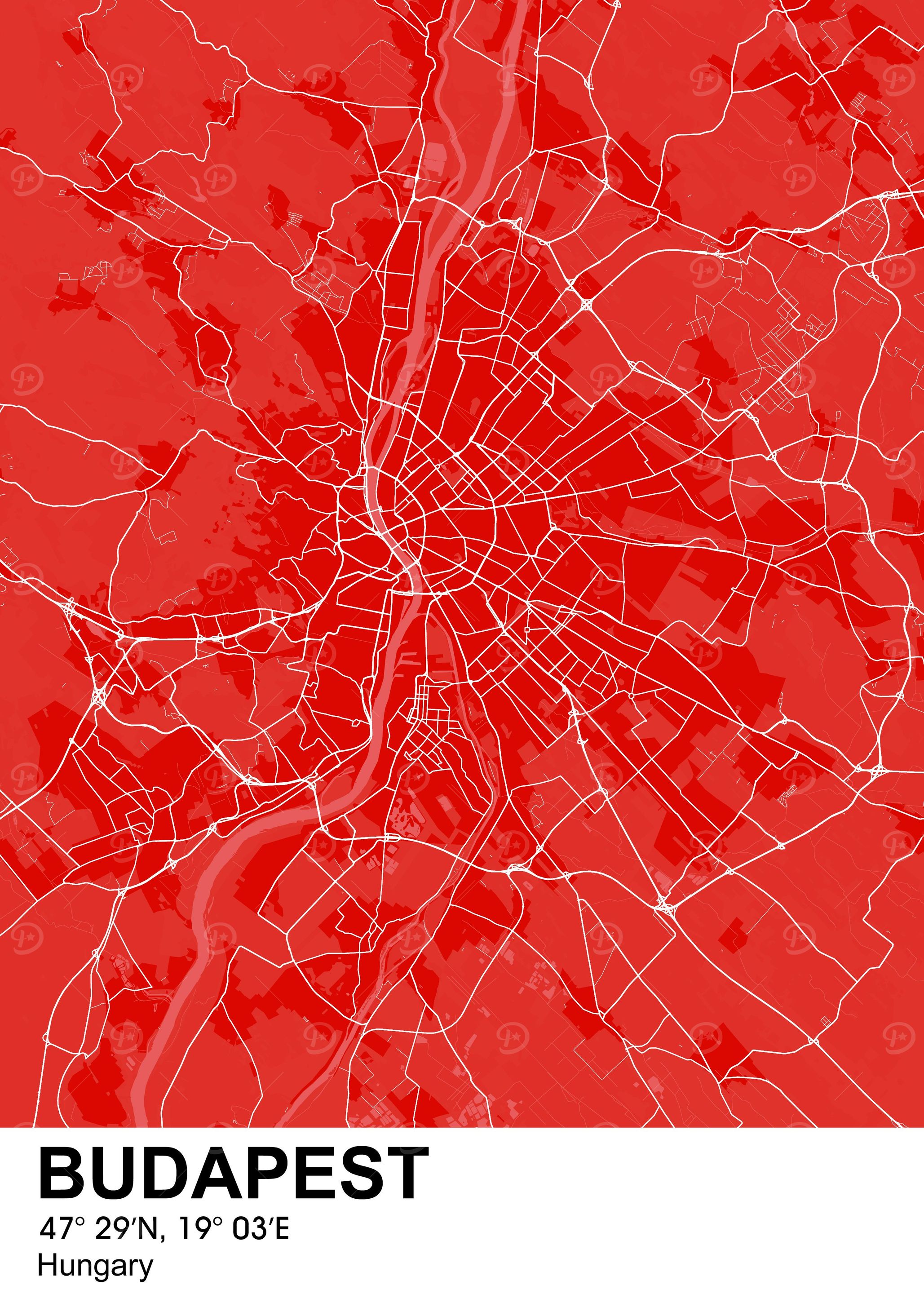 budapest color city map