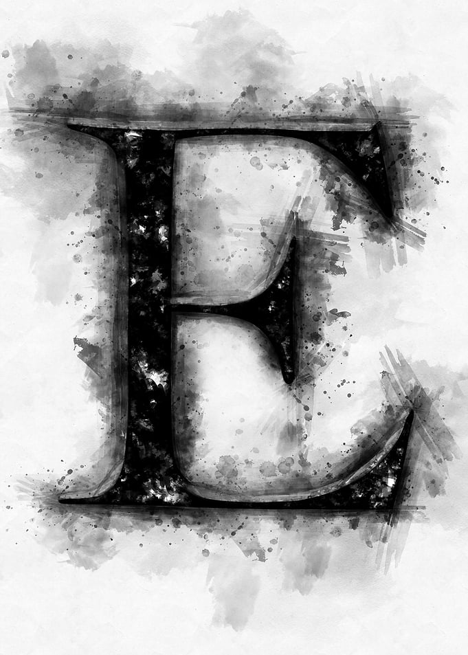 e letter watercolor