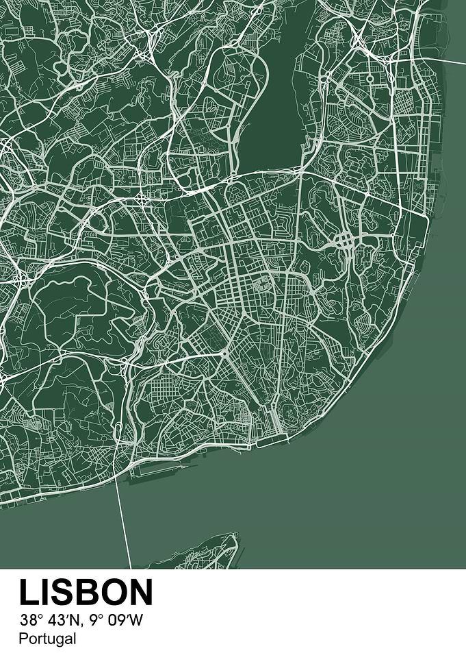 lisbon color city map