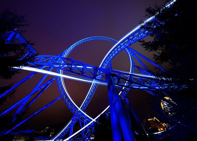 Blue Fire at Night