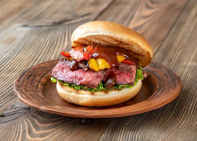 Burger with grilled steak