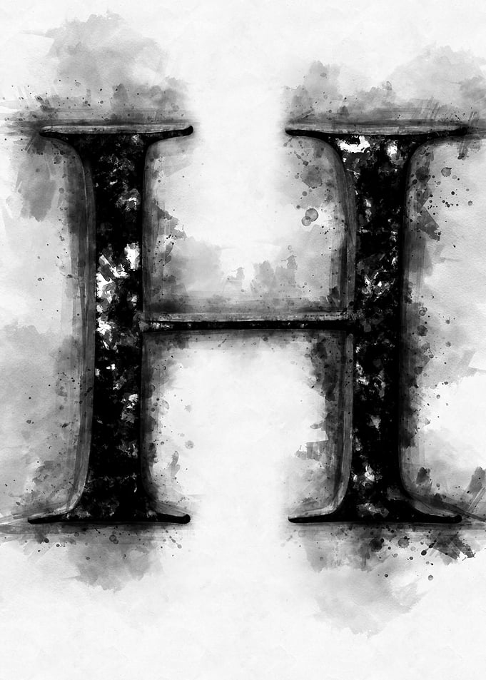 h letter watercolor