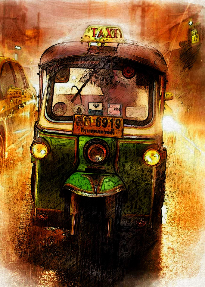 Bangkok Taxi In The Rain