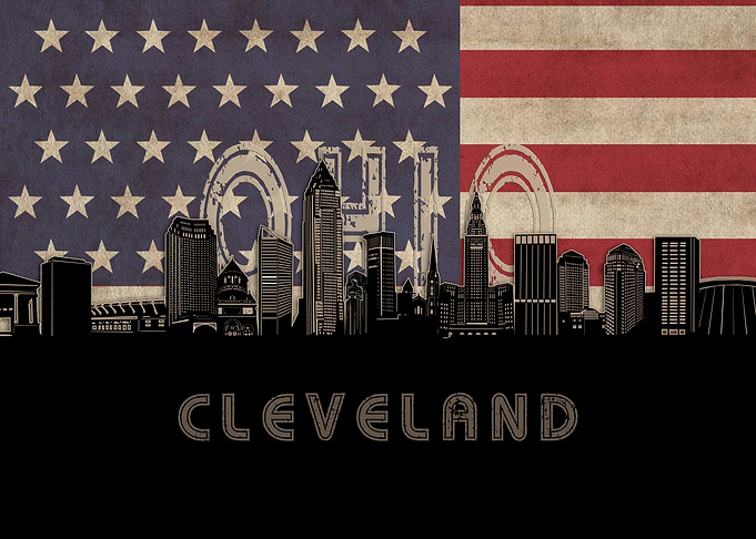 cleveland skyline flag