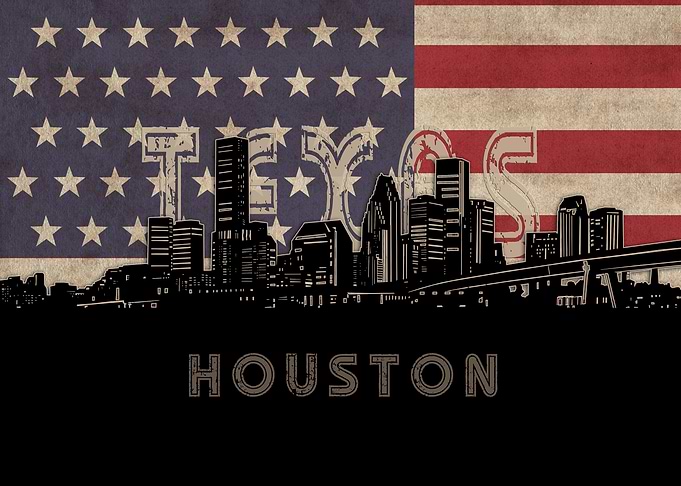 houston skyline flag