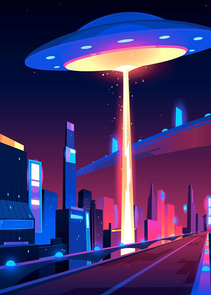 Synthwave Neon UFO