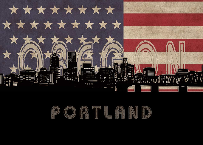 portland skyline flag