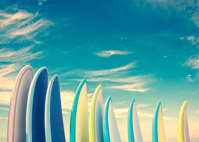 Retro Surfboard Tropical