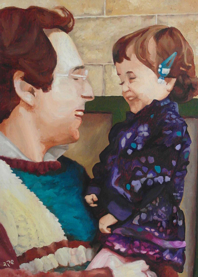 Me and Dad oil painting