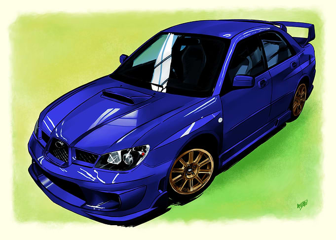 Blue rally car