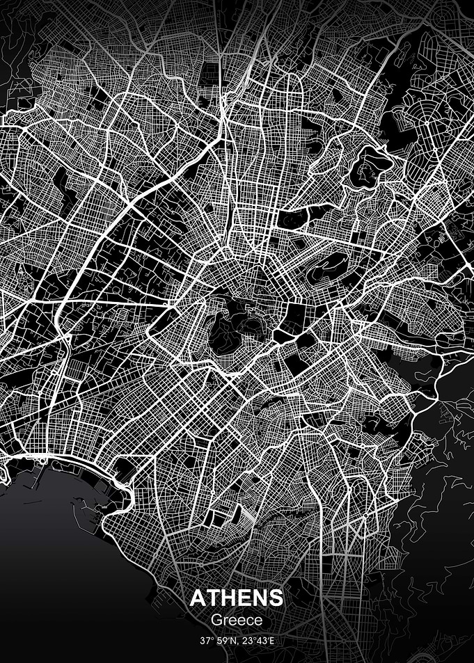 athens City map black