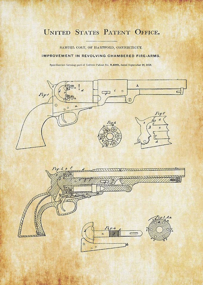1850 Colt Revolver Patent