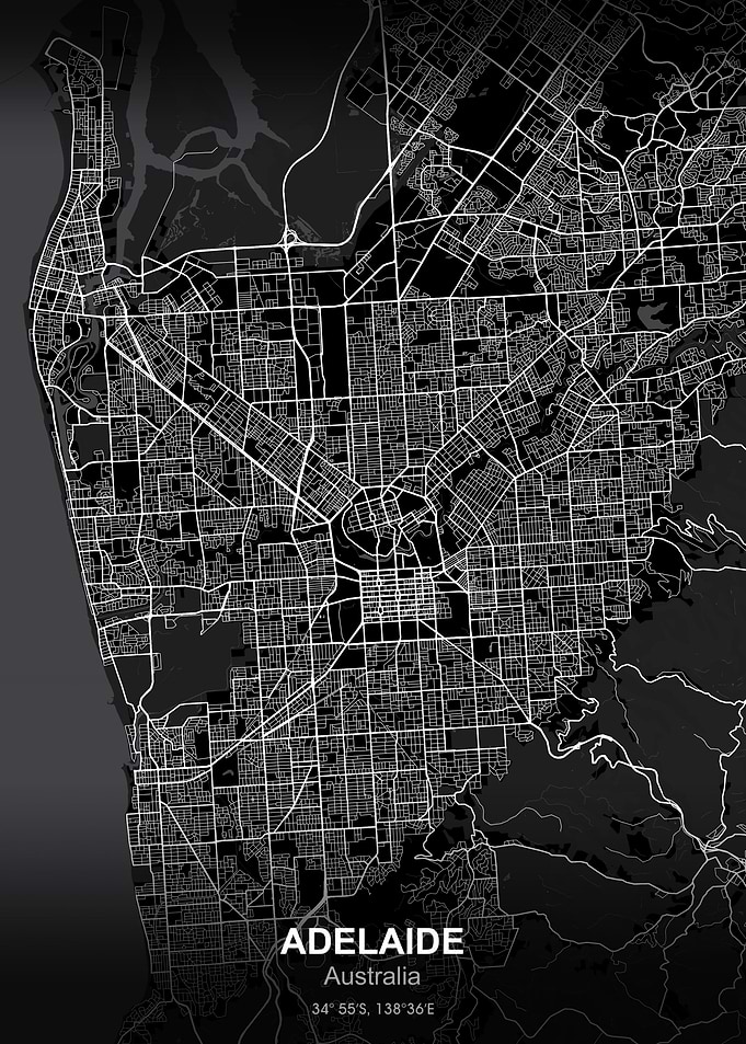 ADELAIDE City map black
