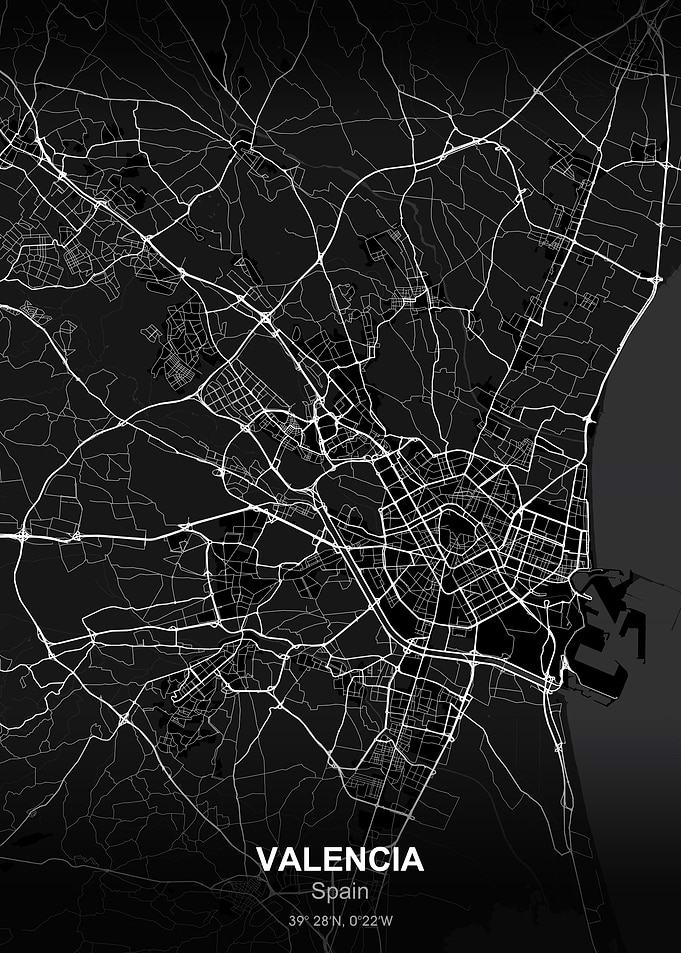 valencia City map black