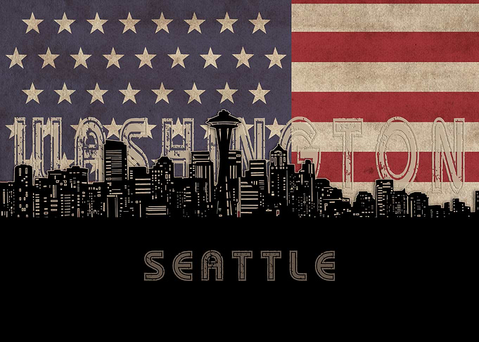 seattle skyline flag