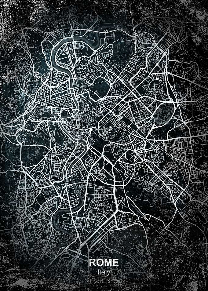 rome italy chalk map