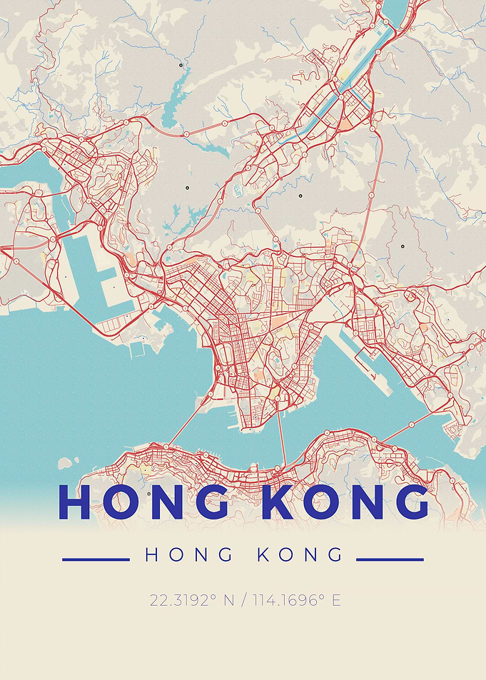 Hong Kong Vintage Map