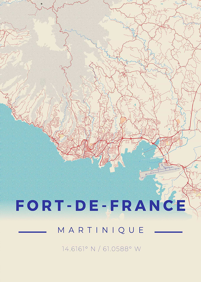 Fort de France Vintage Map