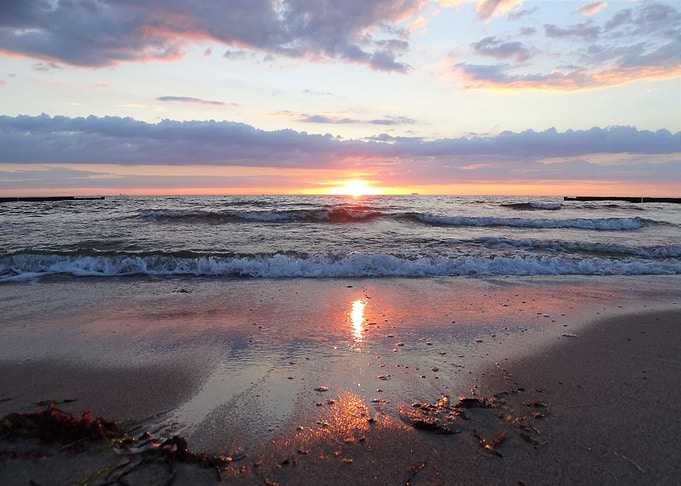 blue sunset by the ocean