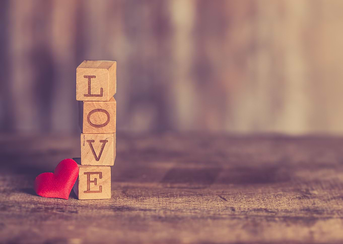 Stack of love wooden block