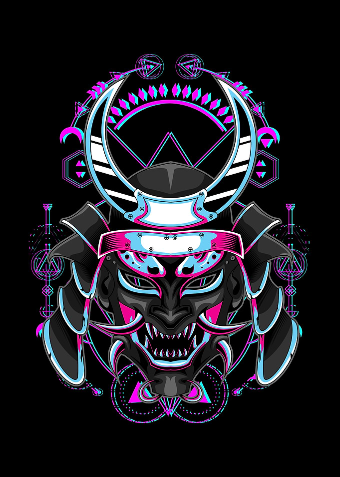 samurai glitch art