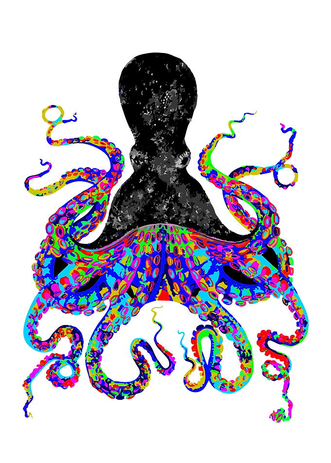 Octopus Art Poster White
