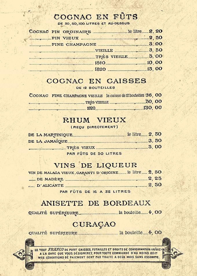 ALCOOL PRIX 1888