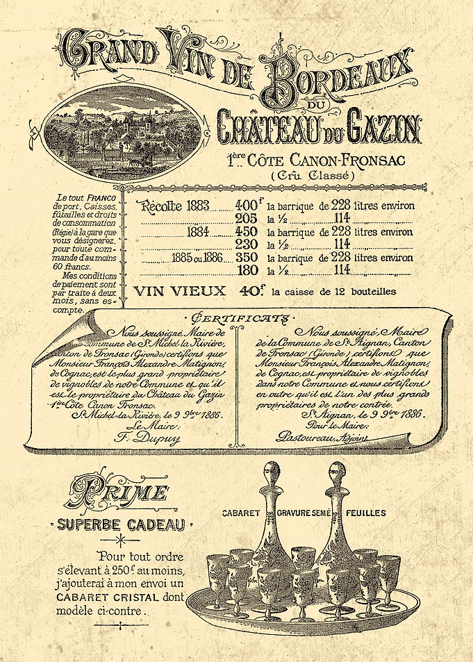 VIN de BORDEAUX 1888