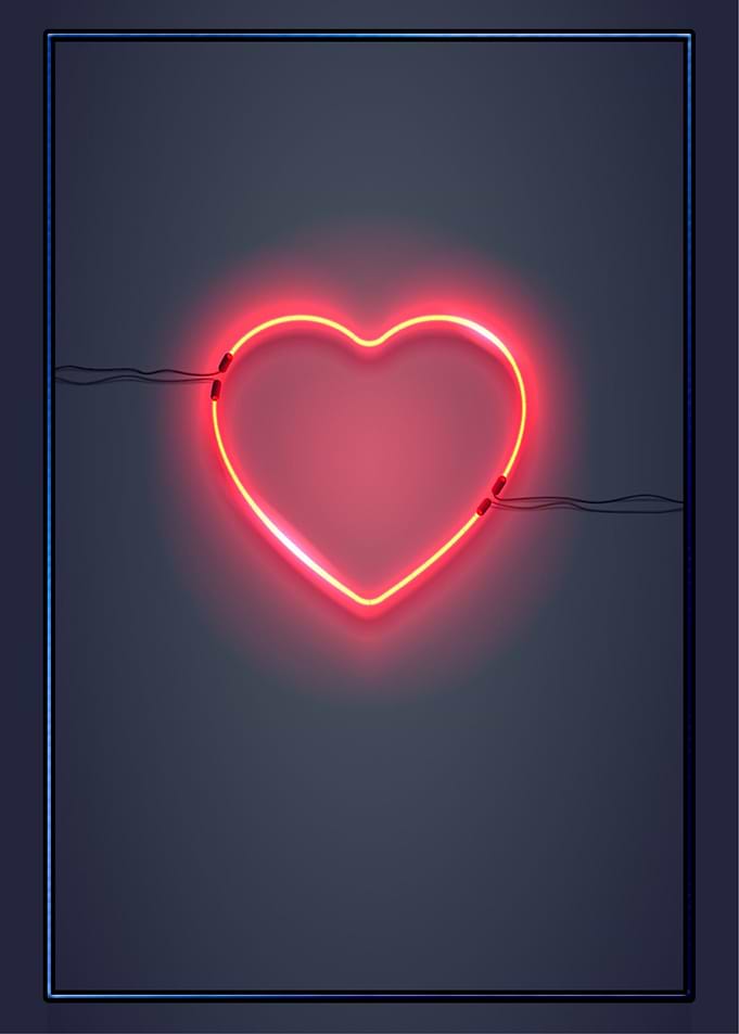 Neon Heart on the Wall