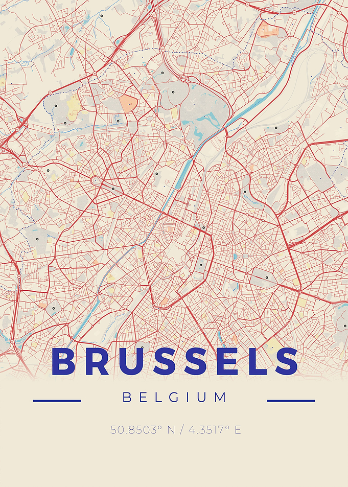 Brussels Vintage Map Style