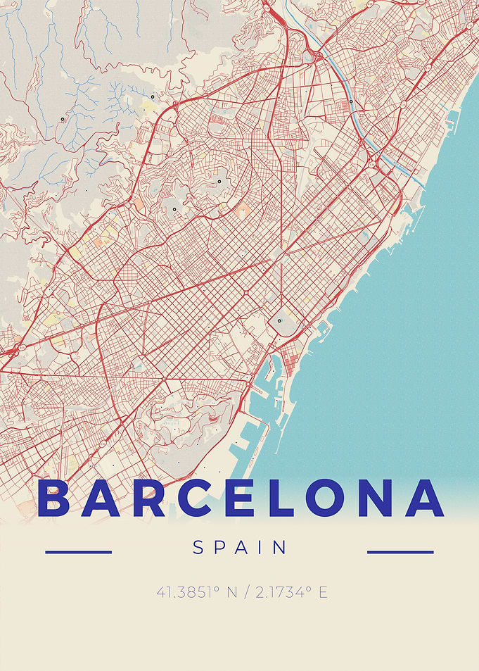 Barcelona Vintage Map
