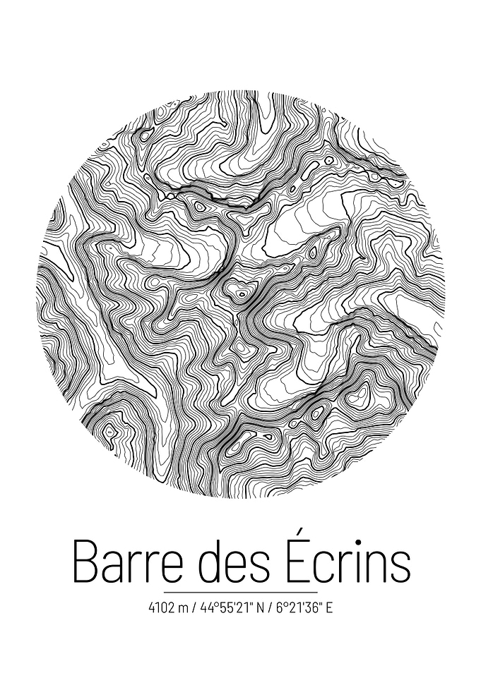 Barre des Ecrins Topo Map