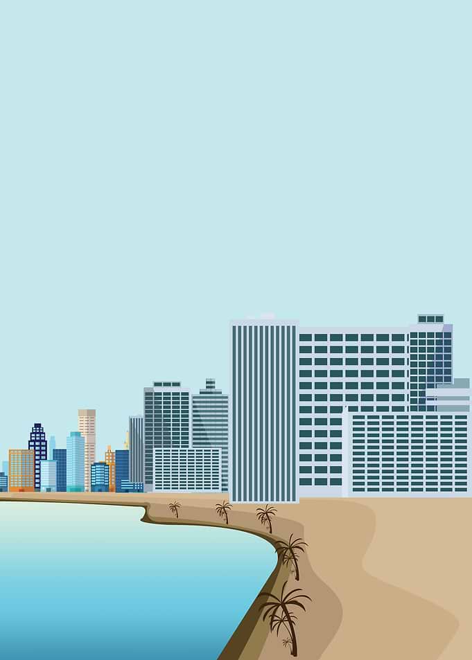 Beach View with Cityscape