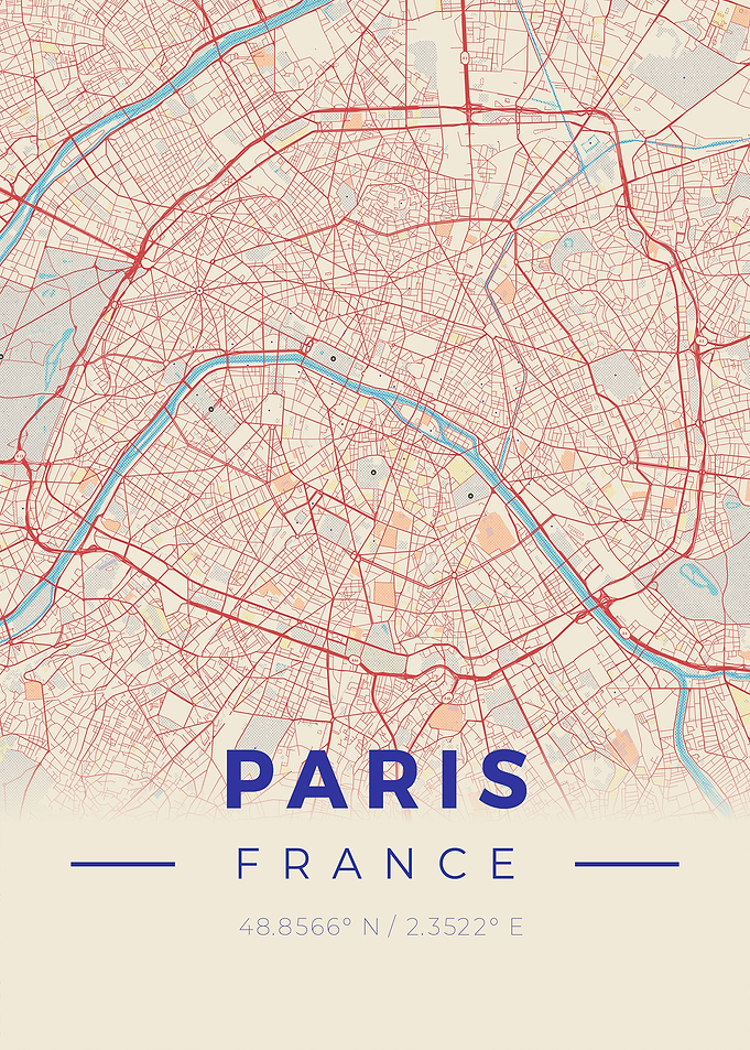 Paris Vintage Map Style